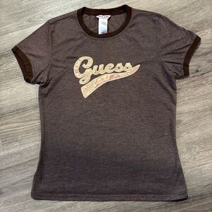 Guess Women's Chocolate Brown Short Sleeve Tee